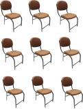 P P CHAIR Comfortable Chair Office Home Visitor Study Student Student Table Metal Chair Leatherette Office Visitor Chair (Brown, Set of 9, Pre-assembled)