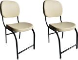 KITHANIA Dining home office restaurants hotels banquet hall Metal Dining Chair Leatherette Office Visitor Chair (Silver, Set of 2, Pre-assembled)