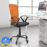 Nilkamal Hanoi Mid Back Ergonomic | Adjustable Height | Swivel | Push Back | Executive Fabric Office Arm Chair (Orange, Optional Installation Available)