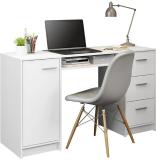 Madesa Engineered Wood Office Table (Free Standing, Finish Color - White, Knock Down)