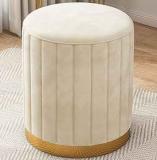 ImperialCrafts Fabric Pouf (Finish Color - Cream, Pre Assembled)