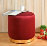 MANSU Solid Wood Standard Ottoman (Finish Color - Maroon, Pre Assembled)