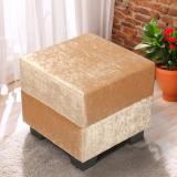 Ikiriya Solid Wood Cube Ottoman (Finish Color - Ivory Sparkle Velvet, Pre Assembled)