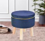 NINTY NINE CROWN Solid Wood Standard Ottoman (Finish Color - Blue, Pre Assembled)