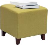 TRUNK WOODS Solid Wood Cube Ottoman (Finish Color - Fresh Lemon, Pre Assembled)