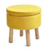 Handycraft Zone Fabric Standard Ottoman (Finish Color - Yellow, Pre Assembled)