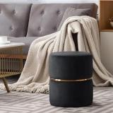 Naman Arts Solid Wood Standard Ottoman (Finish Color - Black, Pre Assembled)