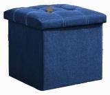 VICHAXAN Engineered Wood Cube Ottoman (Finish Color - Blue, DIY(Do-It-Yourself))