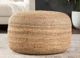 Radha Rani Natural Fiber Pouf (Finish Color - Beige, Pre Assembled)