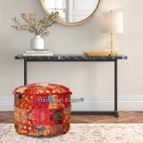 Handicraft Bazarr Fabric Pouf (Finish Color - Red, DIY(Do-It-Yourself))