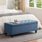 Adorn Homez Fabric Cocktail Ottoman (Finish Color - Blue, Pre Assembled)