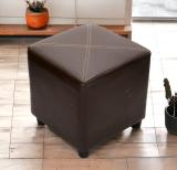 Ikiriya Solid Wood Cube Ottoman (Finish Color - Brown Leatherite, Pre Assembled)