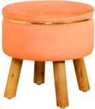 Handycraft Zone Fabric Standard Ottoman (Finish Color - Orange, Pre Assembled)