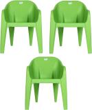 HOMIBOSS Plastic Chair | Chairs for Home, Living Room, Office and Outdoor & Garden Plastic Outdoor Chair (GREEN, Set of 3, Pre-assembled)