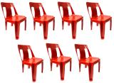 SOMRAJ Chair Moulded Plastic Chair Without arm/armless WOA Plastic Chair Plastic Outdoor Chair (RED, Pre-assembled)