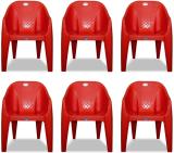 ARLAVYA Sofa Chair for Office, Home, Garden, Color - Red, Set of 6 Plastic Outdoor Chair (Red, Set of 6, Pre-assembled)