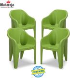 MAHARAJA Sigma for Home, Office | Comfortable | Arm Rest | Bearing Capacity up to 200 Kg Plastic Outdoor Chair (Green, Set of 4, Pre-assembled)