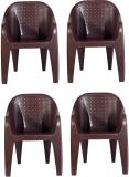 Perfect Steel Traders Mario Model Arm Chair for Home, Garden Plastic Outdoor Chair (Brown, Set of 4, Pre-assembled)