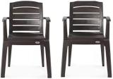 Nilkamal Plastic Outdoor Chair (Black, Set of 2, Pre-assembled)