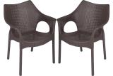 Supreme Cambridge Designer Rattan Finish Fully Comforted 100% Virgin Plastic Outdoor Chair (Brown, Set of 2, Pre-assembled)