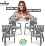 MAHARAJA Crown for Home, Office | Comfortable | Arm Rest | Bearing Capacity upto 200Kg Plastic Outdoor Chair (Silver, Set of 4, Pre-assembled)