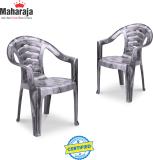 MAHARAJA Sunrise for Home, Office | Comfortable | Arm Rest | Bearing Capacity upto 200Kg Plastic Outdoor Chair (Silver, Set of 2, Pre-assembled)