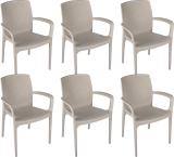 Supreme Plastic Outdoor Chair (Dark Beige, Set of 6, Pre-assembled)