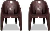 ARLAVYA Mario Sofa Arm for Home, Garden, Living, Dining Room Plastic Outdoor Chair (Brown, Set of 2, Pre-assembled)