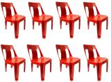 KITHANIA Moulded Without armless Plastic Chair, Strong and Heavy Design Chair Plastic Outdoor Chair (red, Pre-assembled)