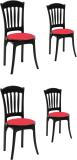 swagath furniture AFFAIR Chair For Cafe/Home/Office Can Be Used For Indoor/Outdoor Plastic Cafeteria Chair (Black Body With Red Seat, Set of 4, DIY(Do-It-Yourself))