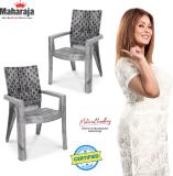 MAHARAJA Matrix for Home, Office | Comfortable | Arm Rest | Bearing Capacity up to 200Kg Plastic Outdoor Chair (Silver, Set of 2, Pre-assembled)