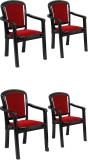 swagath furniture PLUSH Chair For Cafe/Home/Office Can be Used Indoor/Outdoor Plastic Cafeteria Chair (Black Body With Red Cushion, Set of 4, DIY(Do-It-Yourself))