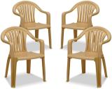 MAHARAJA 9002 King for Home,Office | Comfortable | ArmRest | Bearing Capacity upto 200Kg Plastic Outdoor Chair (Beige, Set of 4, Pre-assembled)