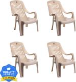 cello Plastic Outdoor Chair (Beige, Set of 4, Pre-assembled)