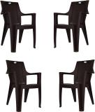 HOMIBOSS Plastic chair for home, office, garden outdoor Dining Room, Bedroom, Living Room Plastic Outdoor Chair (Brown, Set of 4, Pre-assembled)