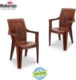 MAHARAJA Star for Home, Office | Comfortable | Arm Rest | Bearing Capacity up to 200 Kg Plastic Outdoor Chair (Teakwood, Set of 2, Pre-assembled)