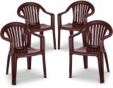 MAHARAJA 9002 King for Home,Office | Comfortable | ArmRest | Bearing Capacity upto 200Kg Plastic Outdoor Chair (Brown, Set of 4, Pre-assembled)