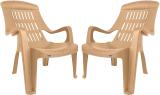 Supreme Comfy Relaxed Back Comfort Plastic Outdoor Chair (Dark Beige, Set of 2, Pre-assembled)