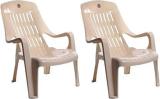 cello Comfortable: Curved seat edge, extra-large backrest and seat panels Plastic Outdoor Chair (Marble Beige, Set of 2, Pre-assembled)