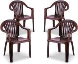 MAHARAJA 9002 King for Home,Office | Comfortable | ArmRest | Bearing Capacity upto 200Kg Plastic Outdoor Chair (Teakwood, Set of 4, Pre-assembled)