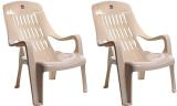 cello Comfort Relax Plastic Outdoor Chair (Beige, Set of 2, Pre-assembled)