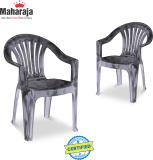 MAHARAJA Chetak for Home, Office | Comfortable | Arm Rest | Bearing Capacity upto 200Kg Plastic Outdoor Chair (Silver, Set of 2, Pre-assembled)