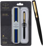 PARKER Vector Matte Black, Gold Trim Ball Pen (Ink Color - Blue)