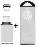 HP V220w Metal high speed 128 GB OTG Drive (Silver, Mobile Pendrive)