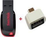 SanDisk 64GB Cruzer Blade Pen Drive with Micro OTG Adapter 64 GB Pen Drive (Red)