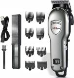 Pick Ur Needs Rechargeable Professional Hair Clipper/Trimmer Barber Tool With LED Display 6W  Shaver For Men (Grey)