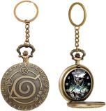 GT Gala Time Antique Pocket-Watch Anime Kakashi Print Dial Metallic Car Bike Key Chain Best Gifts for Anime Fans on Special Occasions Bronze Metal Pocket Watch Chain