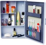 Zahab Bathroom Cabinet With Mirror Organizer Big Size 12x4x16 inch grey Plastic Wall Shelf (Number of Shelves - 4, Grey)