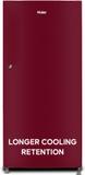 Haier 190 L Direct Cool Single Door 2 Star Refrigerator  with 1 Hour Icing TechnologyToughned Glass ShelfLarge Vegetable Box Red MONO, HED-202RS-P