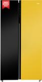 Haier 602 L Frost Free Side by Side Convertible Refrigerator  with 100% Convertible Fridge SpaceDigital Control Panel360 Degree CoolingMagic Convertible ZoneExpert Inverter 2-Door Black Yellow Glass, HR-682KYG-P